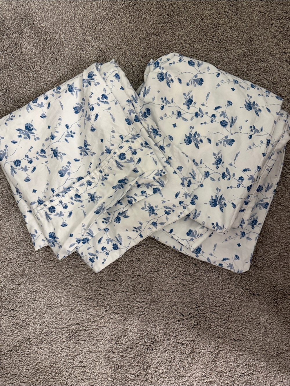 Blue Floral Cotton King Pillow Cases